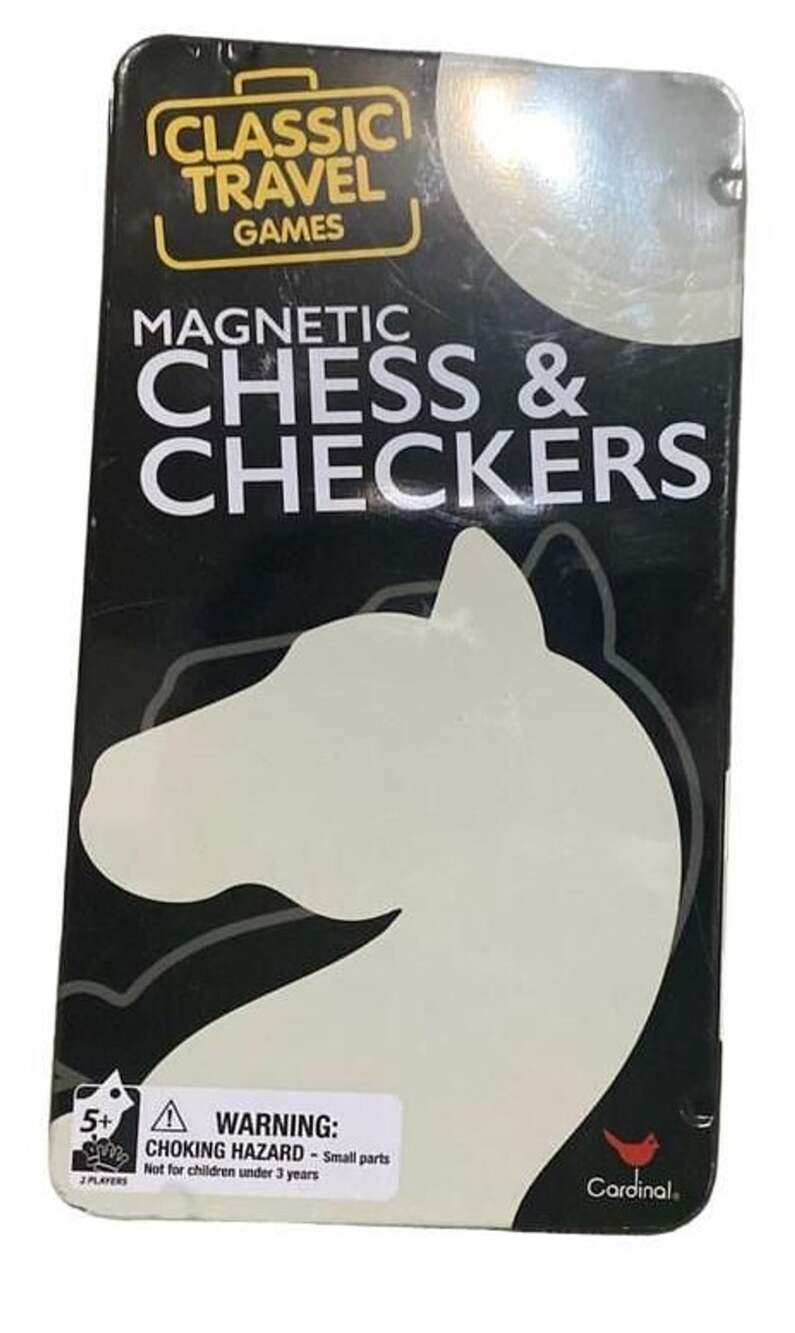 Cardinal Classic Travel Games Magnetic Chess & Checkers Tin Set-NEW